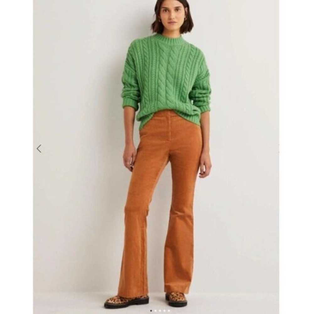Boden Women Size 12L Tan Flare Corduroy Pants High Rise Long R0180 Boho New